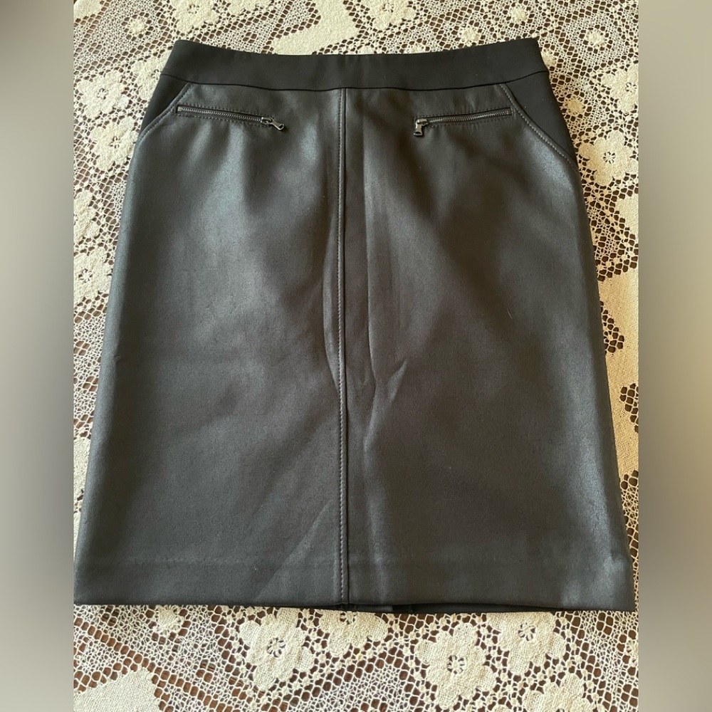 Laura Petites Black Leather Pencil Skirt Size 10 Petite